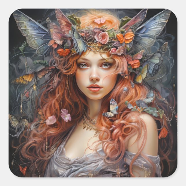 Fairy Tale Woman Quadratischer Aufkleber (Vorderseite)