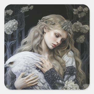Fairy Tale Woman Quadratischer Aufkleber