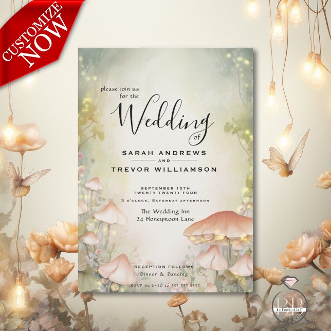 Fairy Tale Woodland Fairycore Romance Einladung (Easy to Customize)