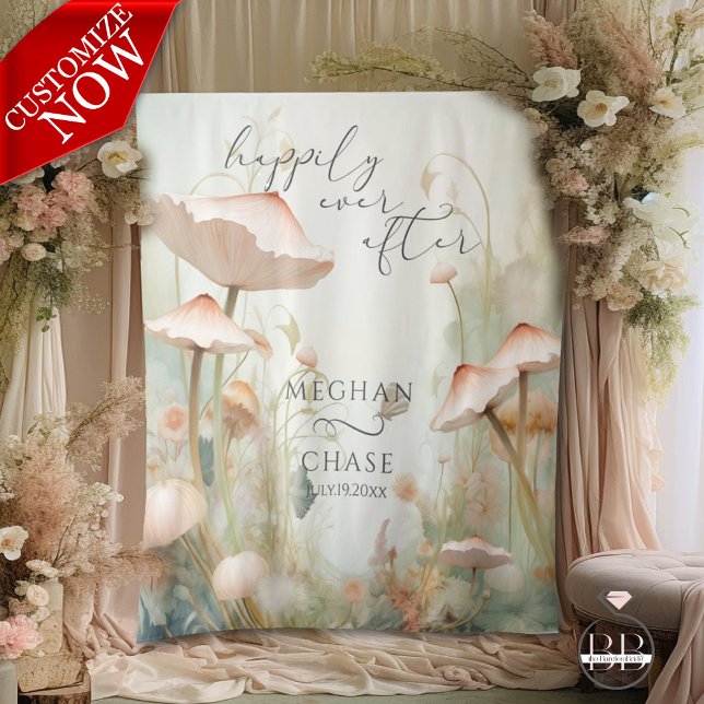 Fairy Tale Woodland Fairycore Romance Wandteppich (Easy to Customize Photo Booth backdrop or  backdrop for wedding vows )