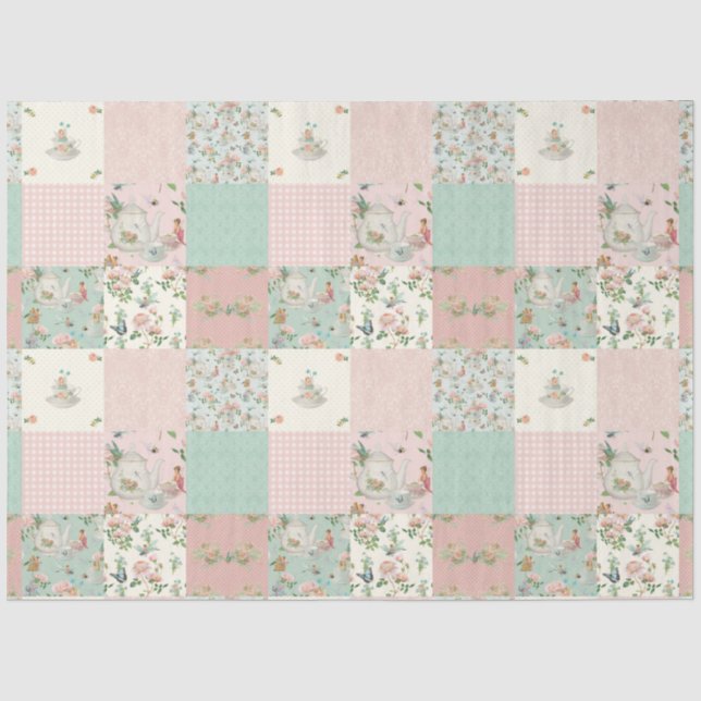 Fairy Tee Party Floral Pink Roses Baby Kinderzimme Seidenpapier (Vorderseite)