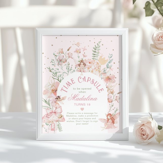 Fairy Time Capsule Whimsical Pink Arch Birthday Poster (Von Creator hochgeladen)