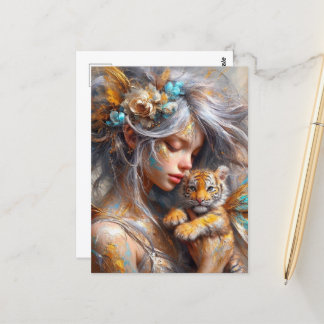 Fairy und ihr Baby Tiger Fairy Postkarte