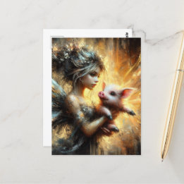 Fairy und ihr Piglet Postkarte