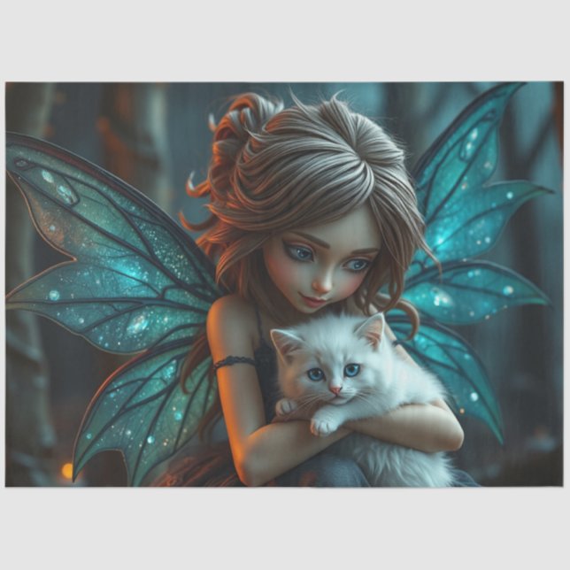 Fairy und ihre Katze Seidenpapier (Vorderseite)