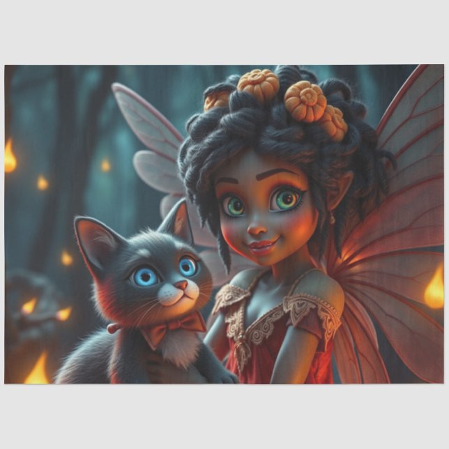 Fairy und ihre Katze Seidenpapier (Vorderseite)