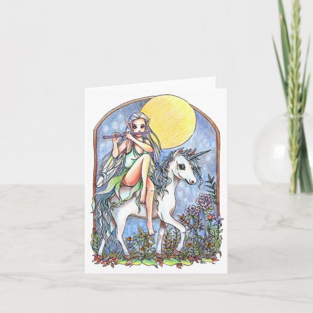Fairy und Unicorn Dankeskarte (Vorderseite)