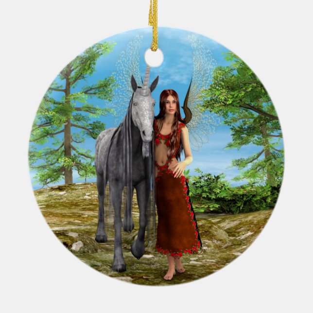 Fairy und Unicorn Keramikornament (Hinten)