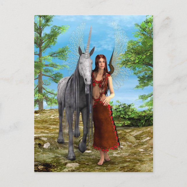 Fairy und Unicorn Postkarte (Vorderseite)