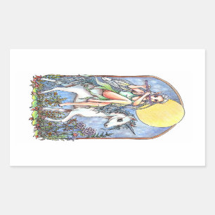 Fairy und Unicorn Rechteckiger Aufkleber