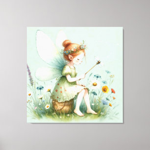 Fairy und Wildblumen Leinwanddruck