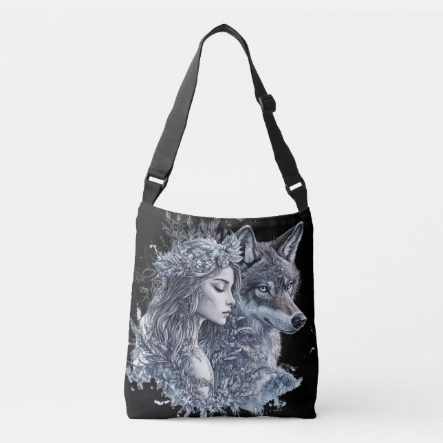 Fairy und Wolf Tragetaschen Mit Langen Trägern (Vorderseite)