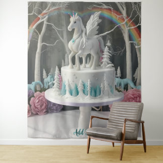 Fairy Unicorn Cake Wall Art Backdrop Banner Wandteppich