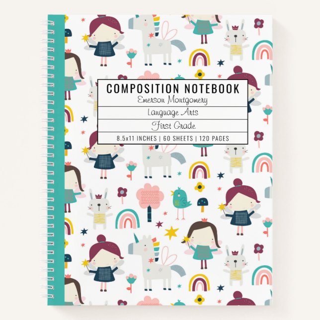 Fairy Unicorn Pattern Kid's Notizbuch (Vorderseite)