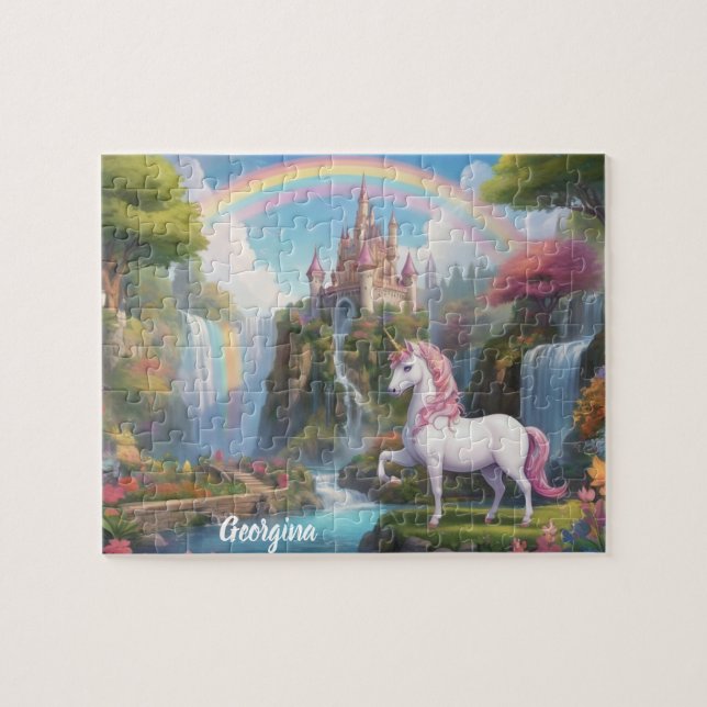 Fairy Unicorn und Burg Personalisiert (Horizontal)