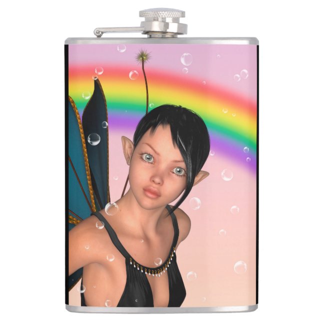 Fairy unter Rainbow Flachmann (Vorderseite)
