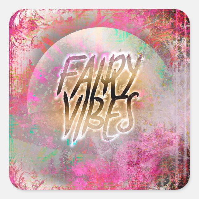 Fairy Vibes Quadratischer Aufkleber (Vorderseite)