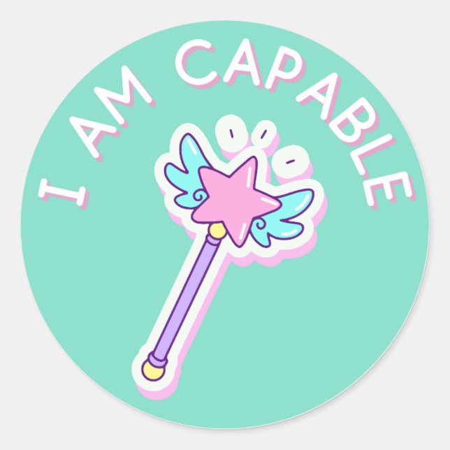 Fairy Wand Affirmation Classic Round Sticker (Vorderseite)