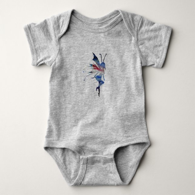 Fairy Watercolor Art Baby Jersey Bodysuit Baby Strampler (Vorderseite)