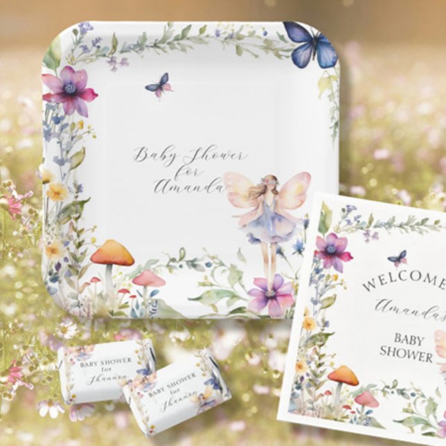 Fairy Wildblume Butterfly Garden Baby Girl Dusche Pappteller (Von Creator hochgeladen)