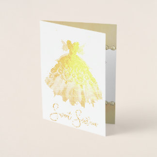 Fairy Wing Gown | Schöne goldene Fantasie Geburtst Folienkarte