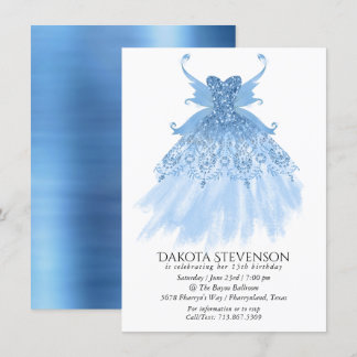 Fairy Wing Ice Gown | Frost Blue Iridescent Sheen Einladung