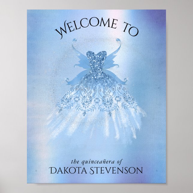 Fairy Wing Ice Gown | Frost Blue Iridescent Sheen Poster (Vorne)