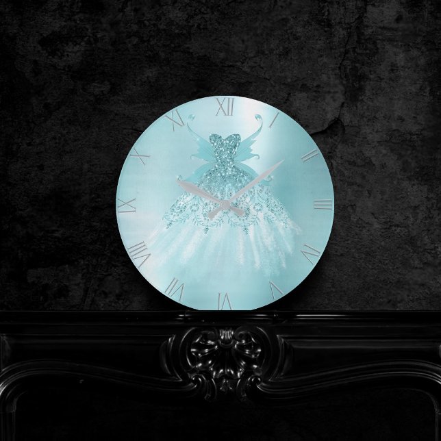Fairy Wing Mint Gown | Luxe Pearl Green Aqua Sheen Runde Wanduhr (Von Creator hochgeladen)