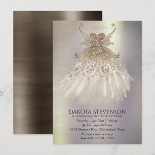 Fairy Wing Taupe Gown   Champagne Elegant Sheen Einladung