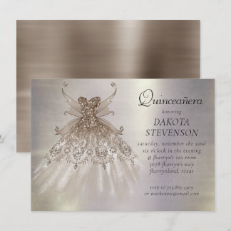 Fairy Wing Taupe Gown | Champagne Elegant Sheen Einladung