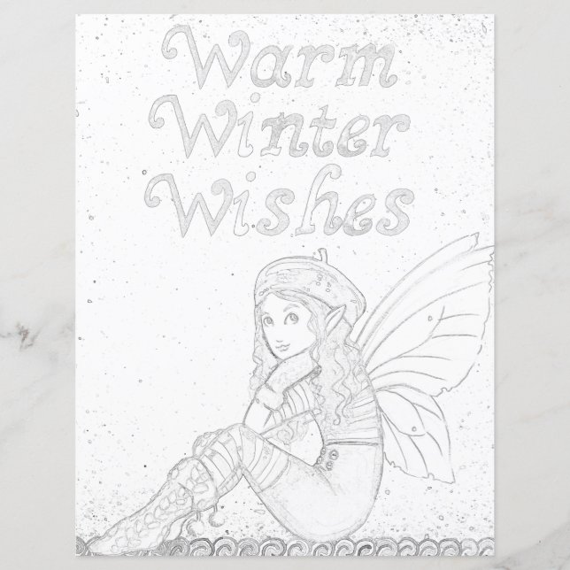 Fairy Winter Yuletide Pagan Coloration Page Papier (Devant)