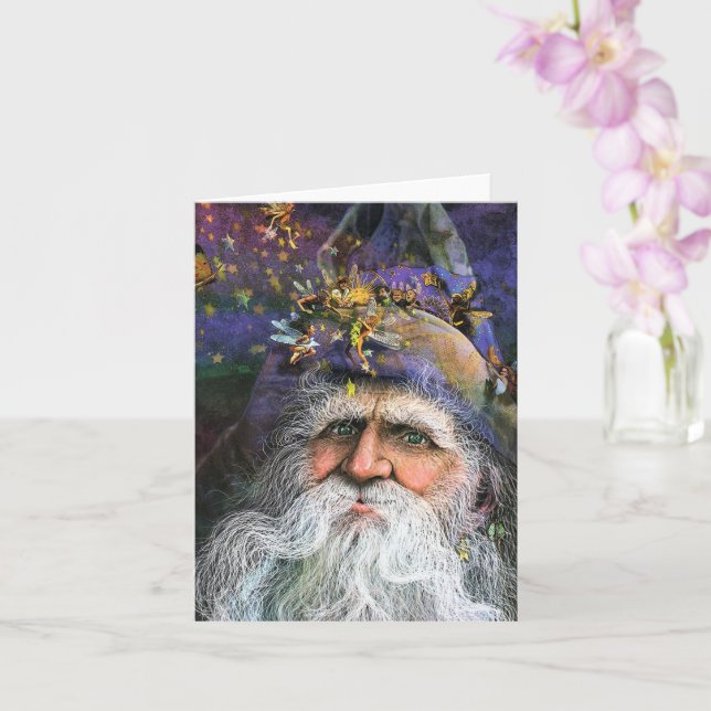 Fairy Wizard Fantasy Art Grußkarte Karte (Orchidee)