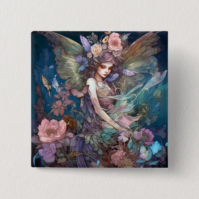 Fairy Woman Fantasy Art Button (Vorderseite)