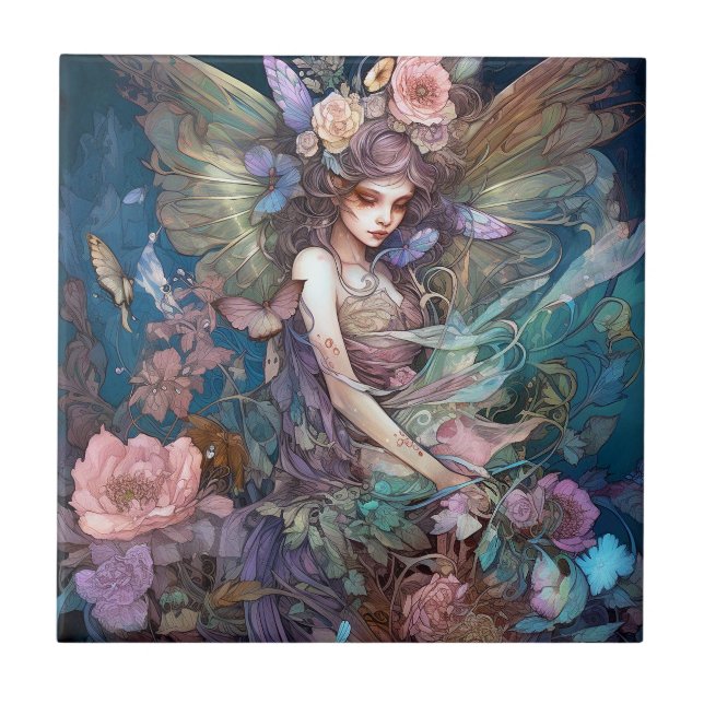 Fairy Woman Fantasy Art Fliese (Vorderseite)
