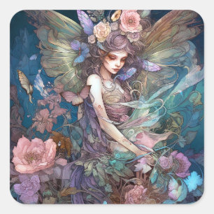 Fairy Woman Fantasy Art Quadratischer Aufkleber