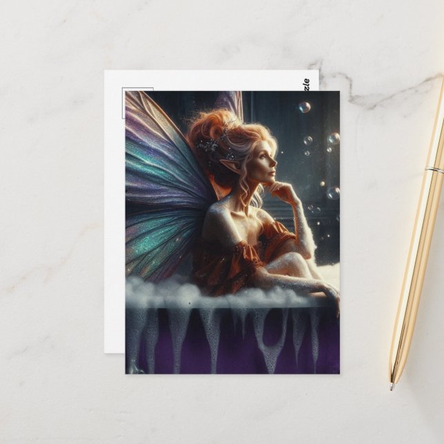 Fairy Woman in einer Badewanne Postkarte (Vorderseite/Rückseite Beispiel)