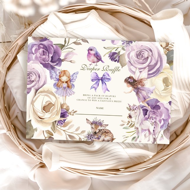 Fairy Woodland Girl Baby Shower Diapper Raffle Begleitkarte (Von Creator hochgeladen)