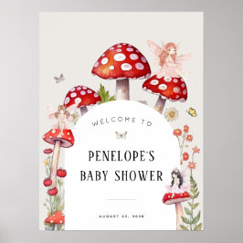 Fairy Woodland Hütte Babydusche Willkommen Poster
