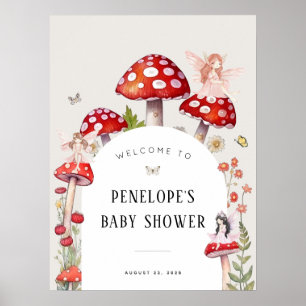 Fairy Woodland Hütte Babydusche Willkommen Poster