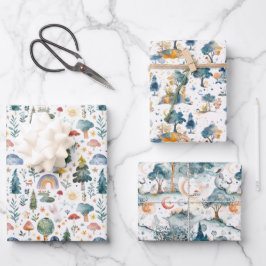 Fairy Woodland White and Blue Geschenkpapier Set