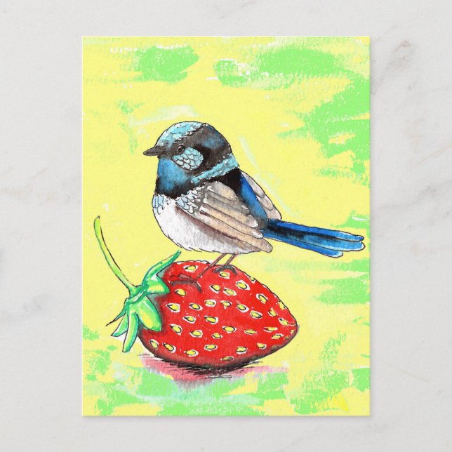 Fairy Wren Painting Postkarte (Vorderseite)