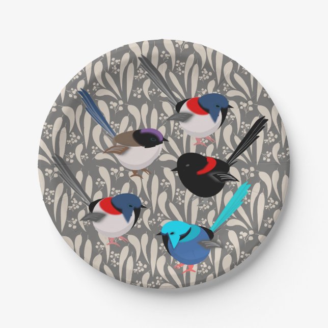 Fairy Wrens Pappteller (Vorderseite)