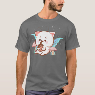 Fairycore Ästhetik Fairy Kawaii Cat Drinking Bubb T-Shirt