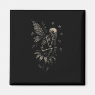 Fairycore Emo Goth T-Shirt Sad Cying Skeletts Fair Magnet