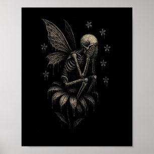 Fairycore Emo Goth T-Shirt Sad Cying Skeletts Fair Poster