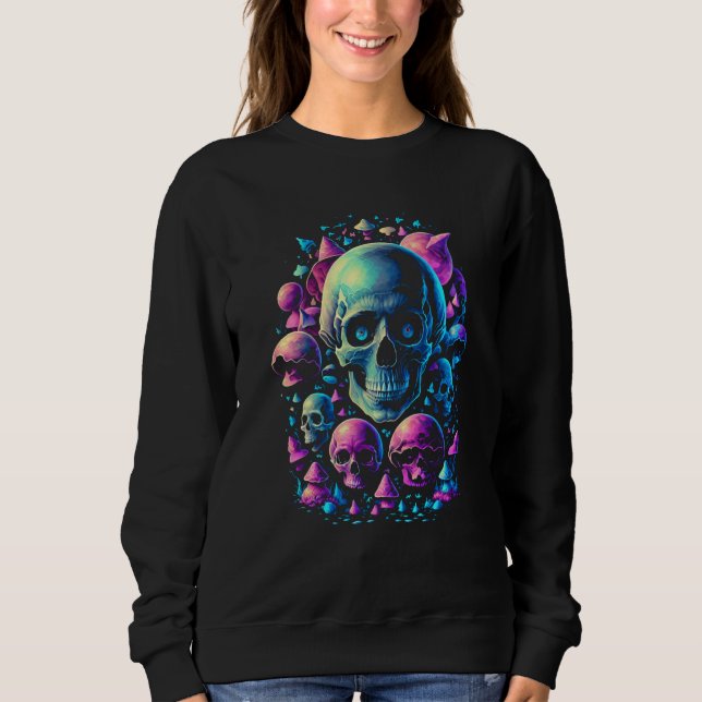 Fairycore Mushroom Skulls Aesthetic Vaporwave dark Sweatshirt (Vorderseite)
