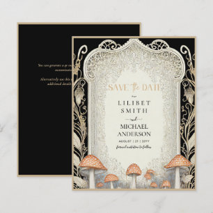 Fairycore Save the Date Black Gold Woodland