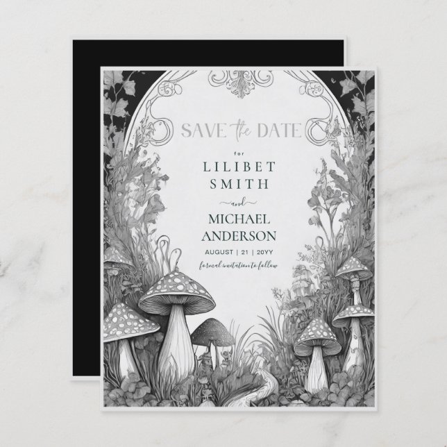 Fairycore Save the Date Goblincore-Pilze (Vorne/Hinten)