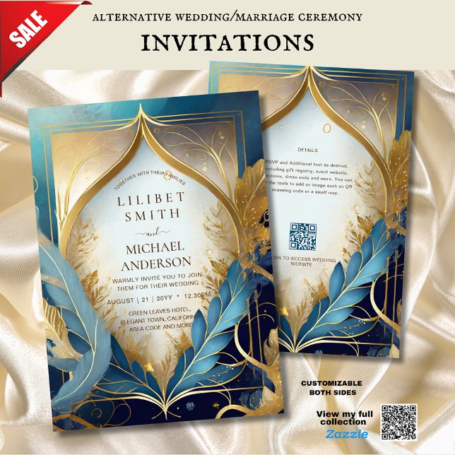 FAIRYCORE WEDD INVITATION FAIRYTALE AQUAMARIN GOLD EINLADUNG (Von Creator hochgeladen)