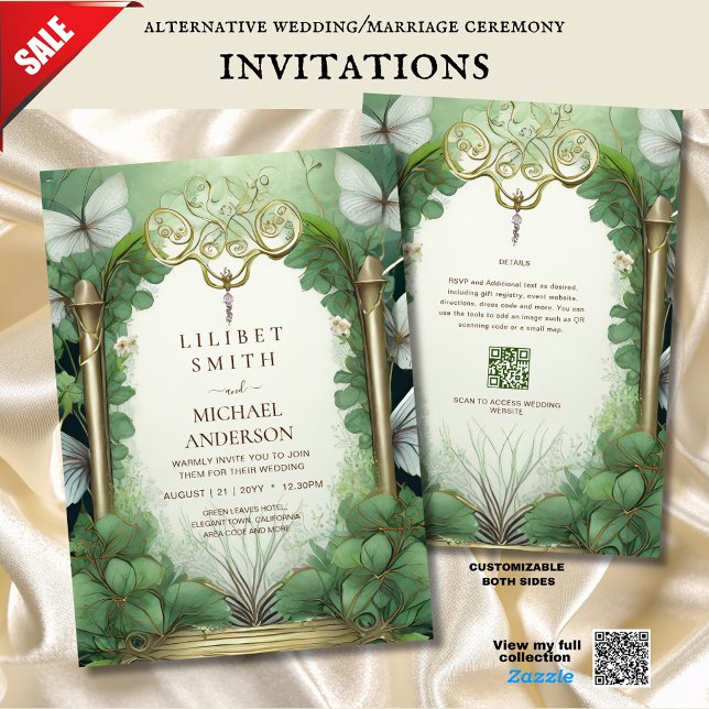 FAIRYCORE WEDD INVITATION FAIRYTALE GREEN GOLD EINLADUNG (Von Creator hochgeladen)